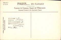 CPA Paris Fontaine de Carpeaux Square de l'observatoire 