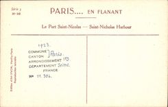 VINTAGE POSTCARD Paris the port Saint Nicolas Boat
