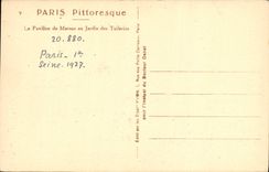 VINTAGE POSTCARD Paris the House of Marsan to the Garden of Tileries