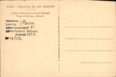 Feria de París de la POSTAL de la VENDIMIA de la casa nacional de los artes decorativos del Reino Unido