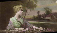 CPA Bonne Annee Femme