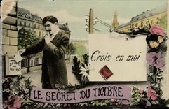 CPA Le secret Du Timbre Semeuse 