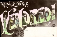 VINTAGE POSTCARD Return Friday Women