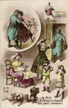 CPA Fantaisie Femme Le poilu Perroquet Miltiaria 