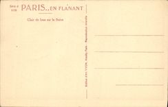 VINTAGE POSTCARD Moonlight Paris on the Seine Eiffel Tower