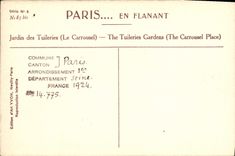 Jardín de París de la POSTAL de la VENDIMIA del carrusel de Tileries