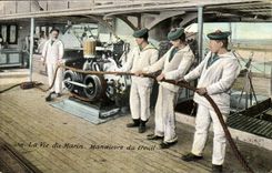 CPA La vie de marin Manoeuvre du detail Militaria Bateau