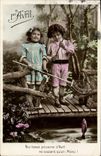 VINTAGE POSTCARD Our Beautiful Poisson d' Avril Cost Only one Children