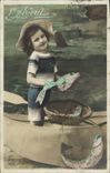 VINTAGE POSTCARD April 1st Poisson Child