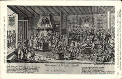 Maneras de la POSTAL de la VENDIMIA y hábitos de París vieja el cabaret del Biff 1760