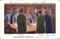 VINTAGE POSTCARD Signature of the Militaria Armistice
