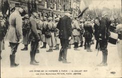 VINTAGE POSTCARD the Festivals of the Victoire has Paris July 14th, 1919 Marechaux Petain Foch Joffre