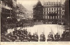 VINTAGE POSTCARD Strasbourg Entree solemn of the Marshal Petain Defile November 25th, 1918 of the troops Places Militaria cathedral
