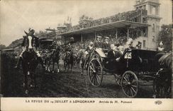 VINTAGE POSTCARD the Review of July 14th has Lonchamp Arrivee of Mr. Poincare