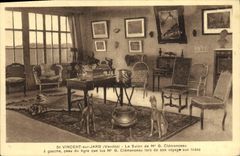 CPA St Vincent sur Jard Le Salon de Mr G Clemenceau peau de tigre