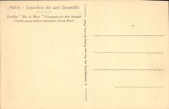 CPA Paris Exposition des Arts Decoratifs Pavillon Sue et Mare 
