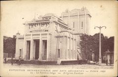 Exposición internacional de la POSTAL de la VENDIMIA de los artes decorativos París la casa belga