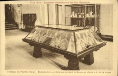 Exposición internacional de París de la POSTAL de la VENDIMIA del interior decorativo de los artes de la casa belga Dentaelle hecho en Bélgica