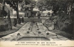 CPA Paris Exposition des Arts Decoratifs Jardins du pavillon de la ville de Paris Le jardin Moser