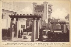 La exposición internacional de la POSTAL de la VENDIMIA de la casa decorativa de París de los artes de los muebles y Champán dan vuelta