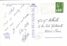 POSTAL MODERNA flores de la dimensión de los Mimosas azules