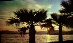 POSTAL MODERNA la dimensión del milagro azul de la puesta del sol de la naturaleza en la dimensión