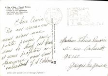 POSTAL MODERNA la dimensión de riviera francesa azul enmarañó a majorettes