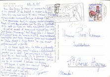 POSTAL MODERNA dimensión del bosque azul de la playa y del pino