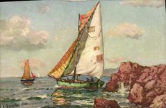 VINTAGE POSTCARD Boats of the Mediterranean Boats