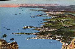 CPA Cote D'Azur a Vol d'Aeroplane de Menton a Cannes