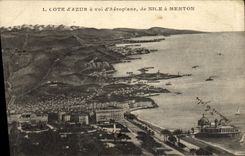 La POSTAL de la VENDIMIA que la dimensión del azul tiene vol. del aeroplano de Niza tiene Menton