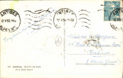 VINTAGE POSTCARD Antibes Entered Of the Port and the Strong one Squares Boats