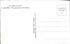 VINTAGE POSTCARD Antibes View and the Alps