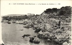 VINTAGE POSTCARD Antibes the battery of Graillon