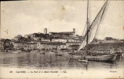 CPA Cannes Le Port et le Mont Chevalier Bateaux