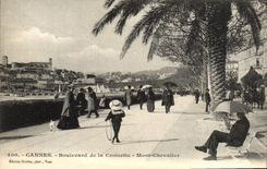 VINTAGE POSTCARD Cannes Boulevard of the Small cross Mount Knight