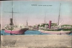 VINTAGE POSTCARD Cannes Yachts In the Port Boats