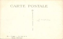 VINTAGE POSTCARD Cannes the port and the Municipal Casino Boat Linnet III