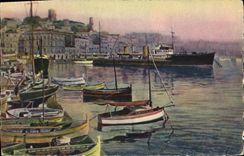 CPA Cannes Le Port et le Mont Chevalier Bateau