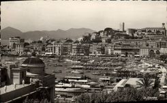 VINTAGE POSTCARD Cannes the Port and Suquet With Far Esterel