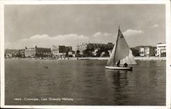 VINTAGE POSTCARD Cannes the Large Hotels Boat