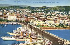 VINTAGE POSTCARD Cannes View the Port and the Casino Seen from in the Plane Boats