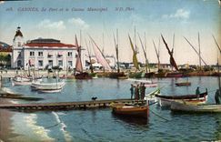 VINTAGE POSTCARD Cannes the Port and the Municipal Casino Boats
