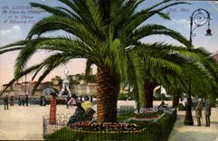 CPA Cannes La place du casino et la statue d'Edouard VII
