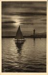 VINTAGE POSTCARD Cannes Sunset Boat