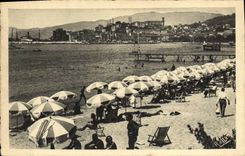 VINTAGE POSTCARD Cannes the Beach and Suquet