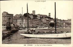 CPA Cannes Le Port et le Mont Chevalier Bateaux