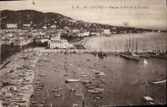 VINTAGE POSTCARD Cannes Seen on the Port and the Small cross Boats