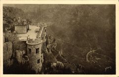 VINTAGE POSTCARD Falls of the Wolf the Bridge of the Wolf seen high of Gourdon