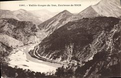 VINTAGE POSTCARD Valley Falls of the VAr Envieons of Nice